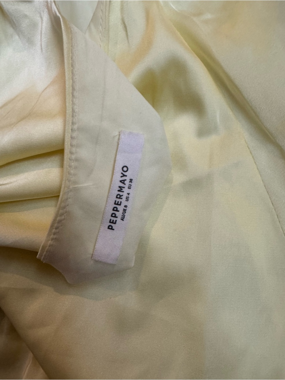 Peppermayo Soft Pastel Yellow and lace Satin dress - Picture 4 of 4